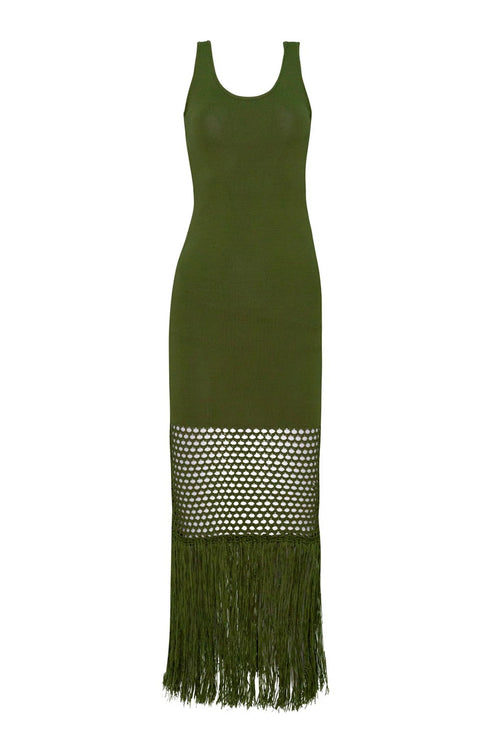 PQ Swim Olive Claudia Fringe Dress